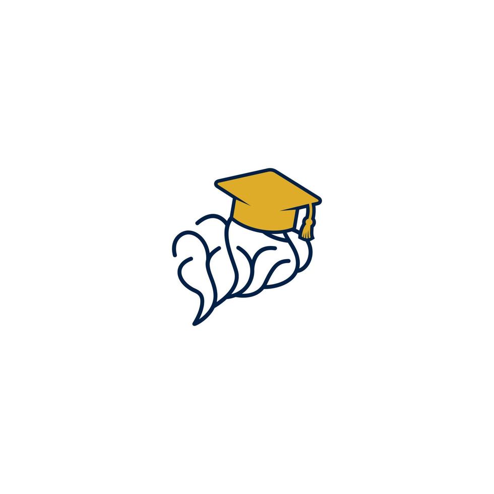 educativo y institucional logo diseño. soltero sombrero combinación cerebro logo. vector