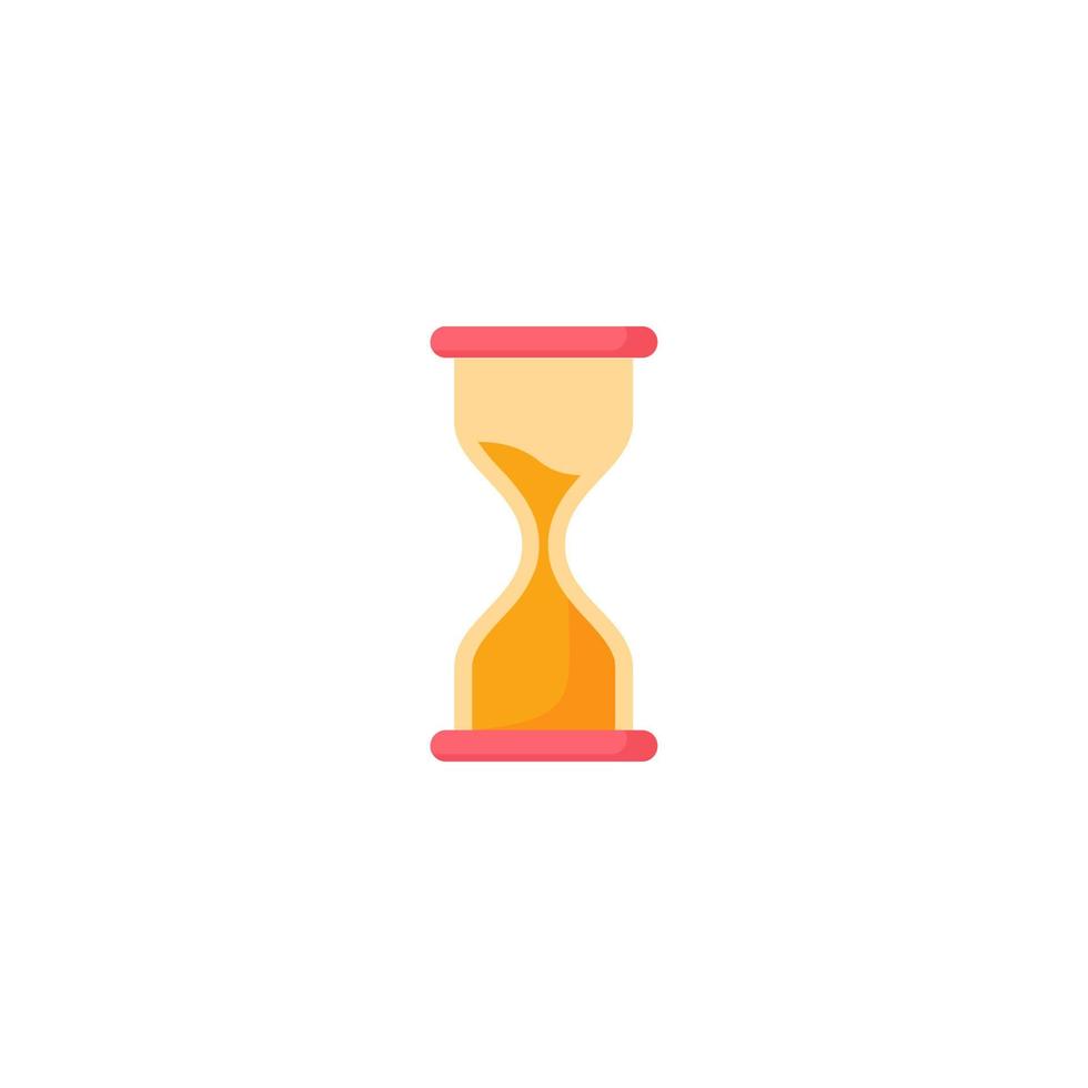 A hourglass with a red bottom and a yellow bottom. vector