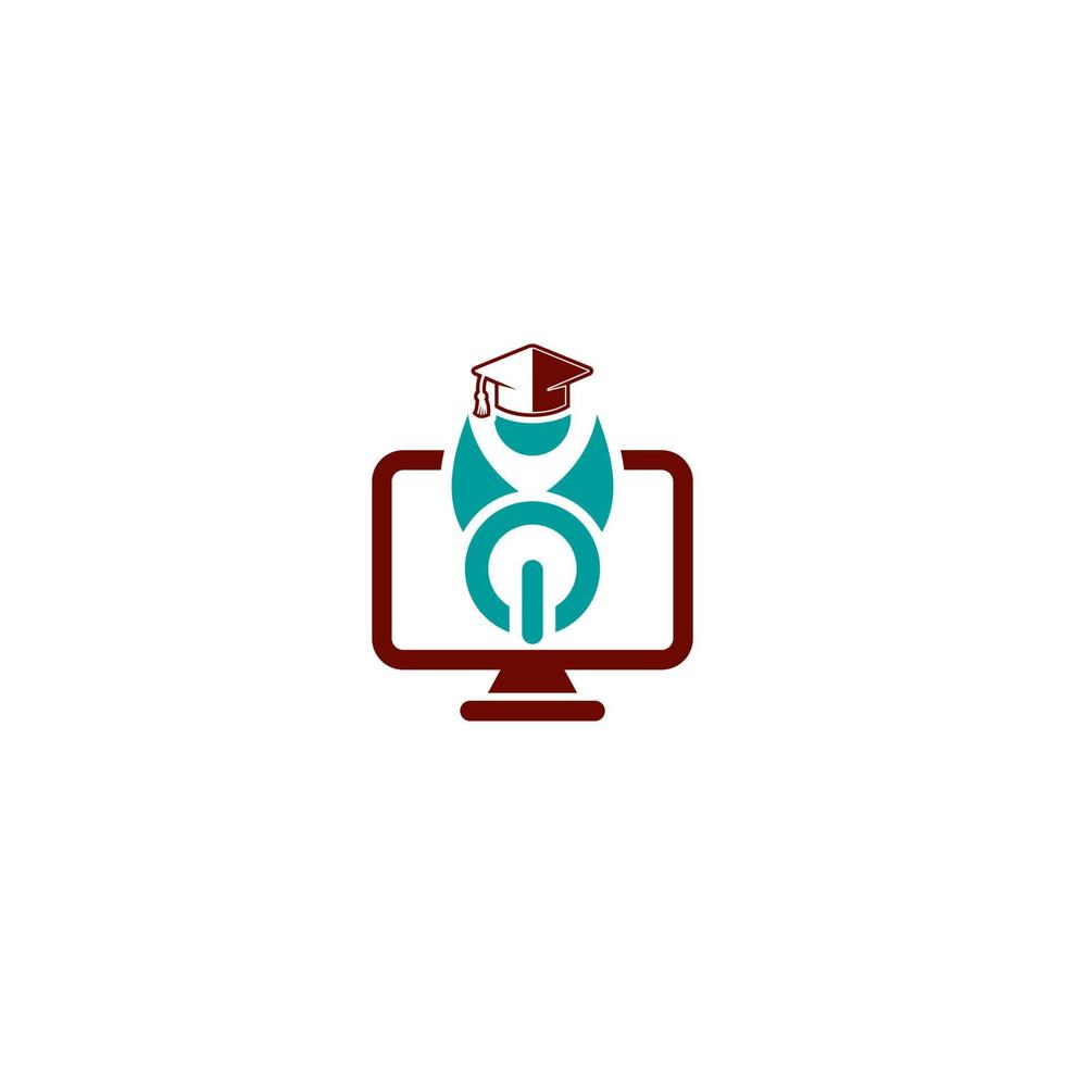 computer screen logo design with bachelor cap combination. education screen logo. vector