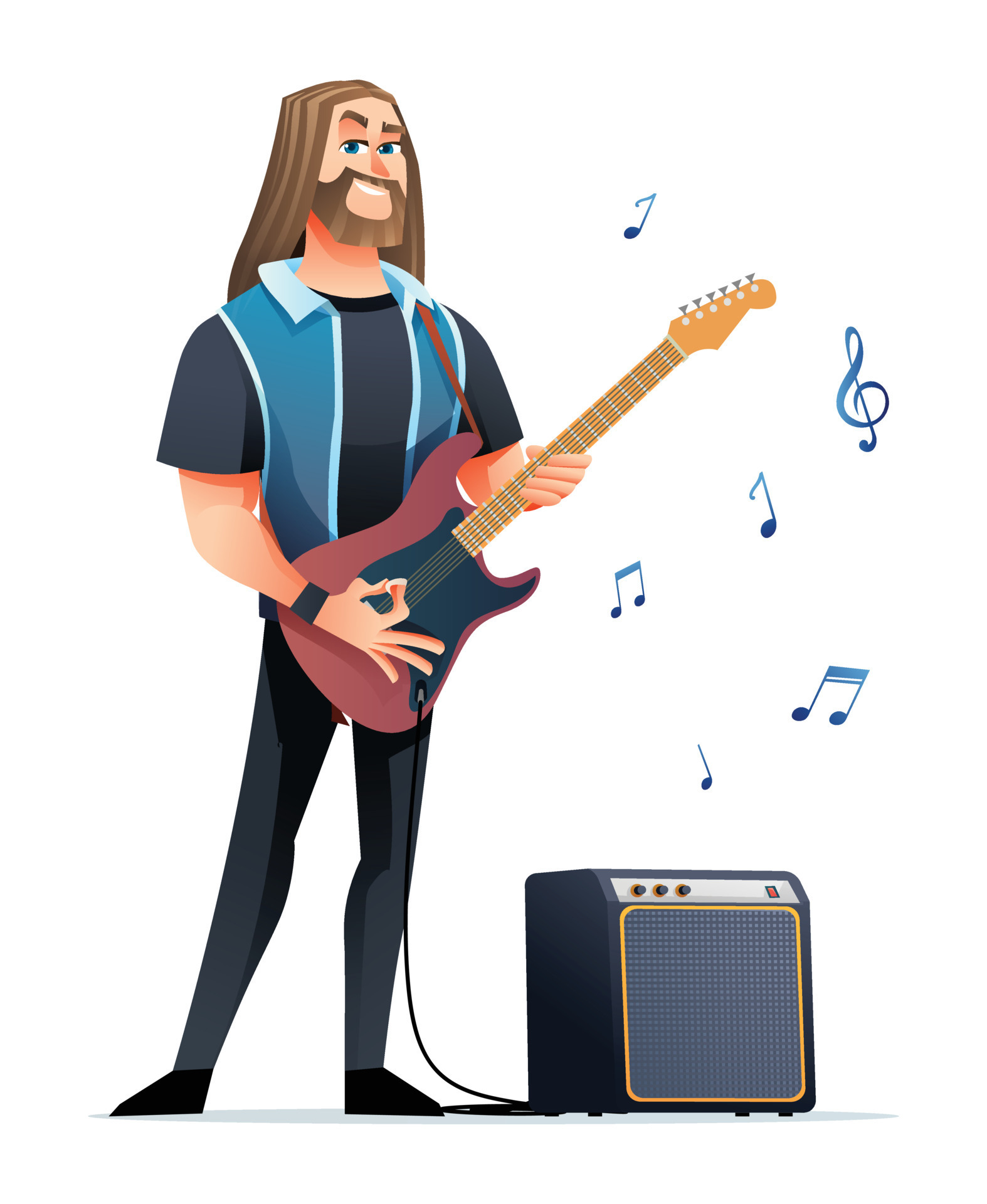 cartoon rock guitarist