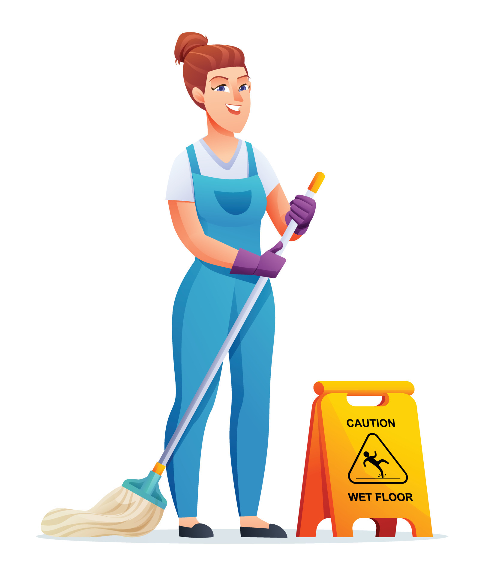 janitor cleaning cartoon