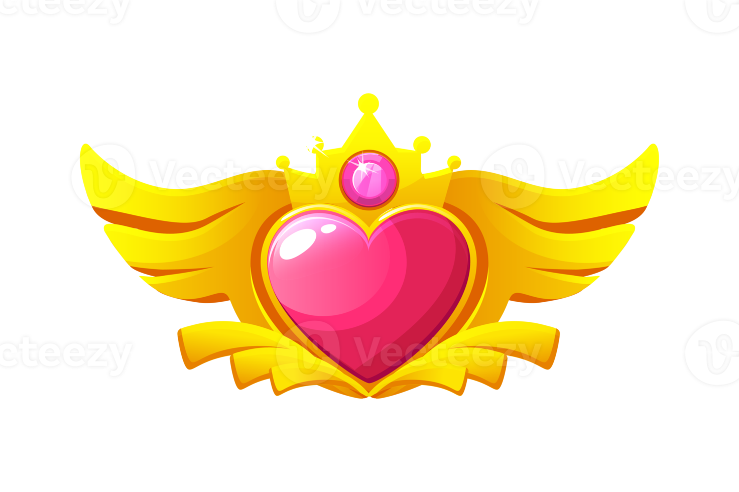 Game badges Heart with wings and crown, game app badge icon png