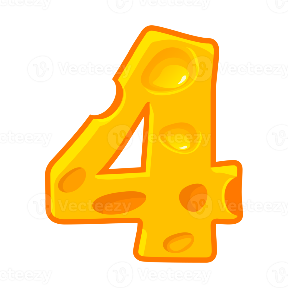 Cheese number 4. Four font kids number. Figure 4 png