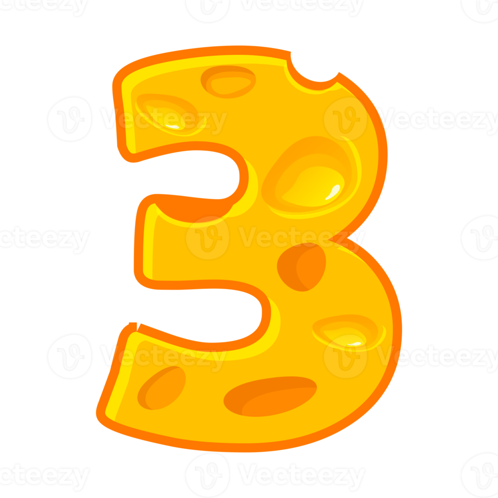 Cheese number 3. Three font kids number. Figure 3 png