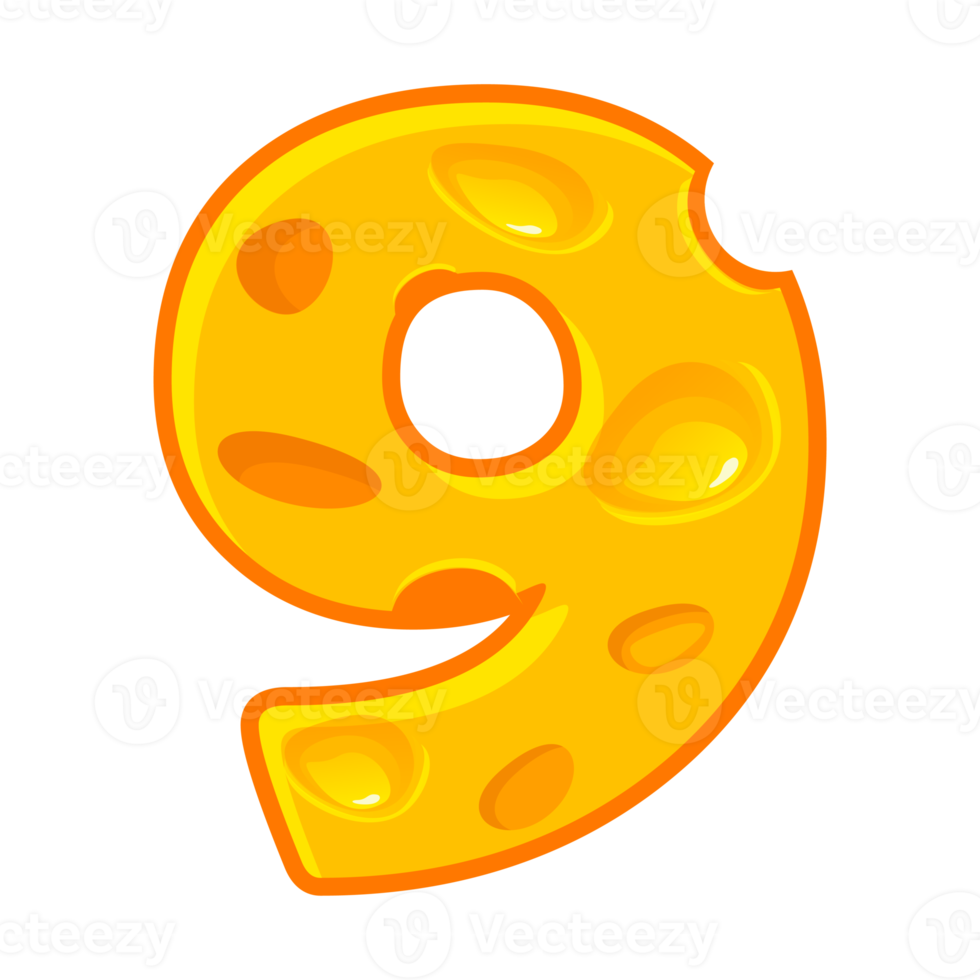 Cheese number 9. Nine font kids number. Figure 9 png