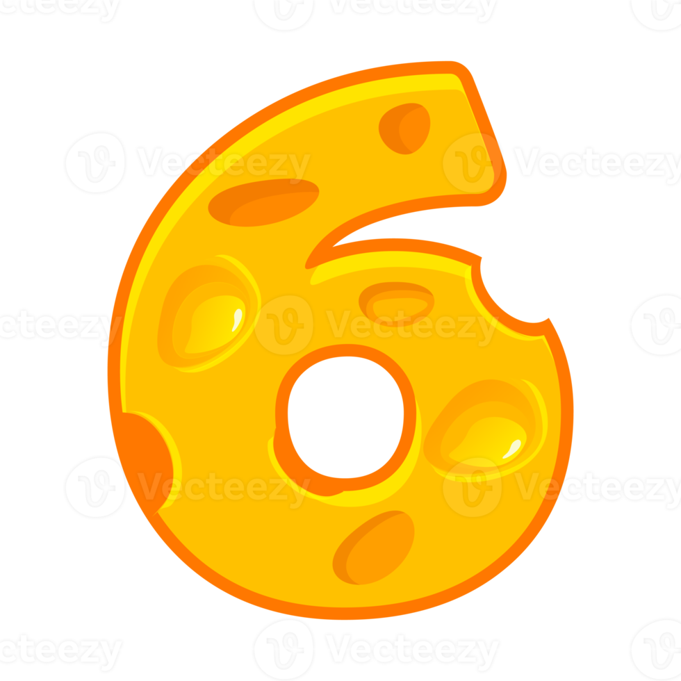 Cheese number 6. Six font kids number. Figure 6 png