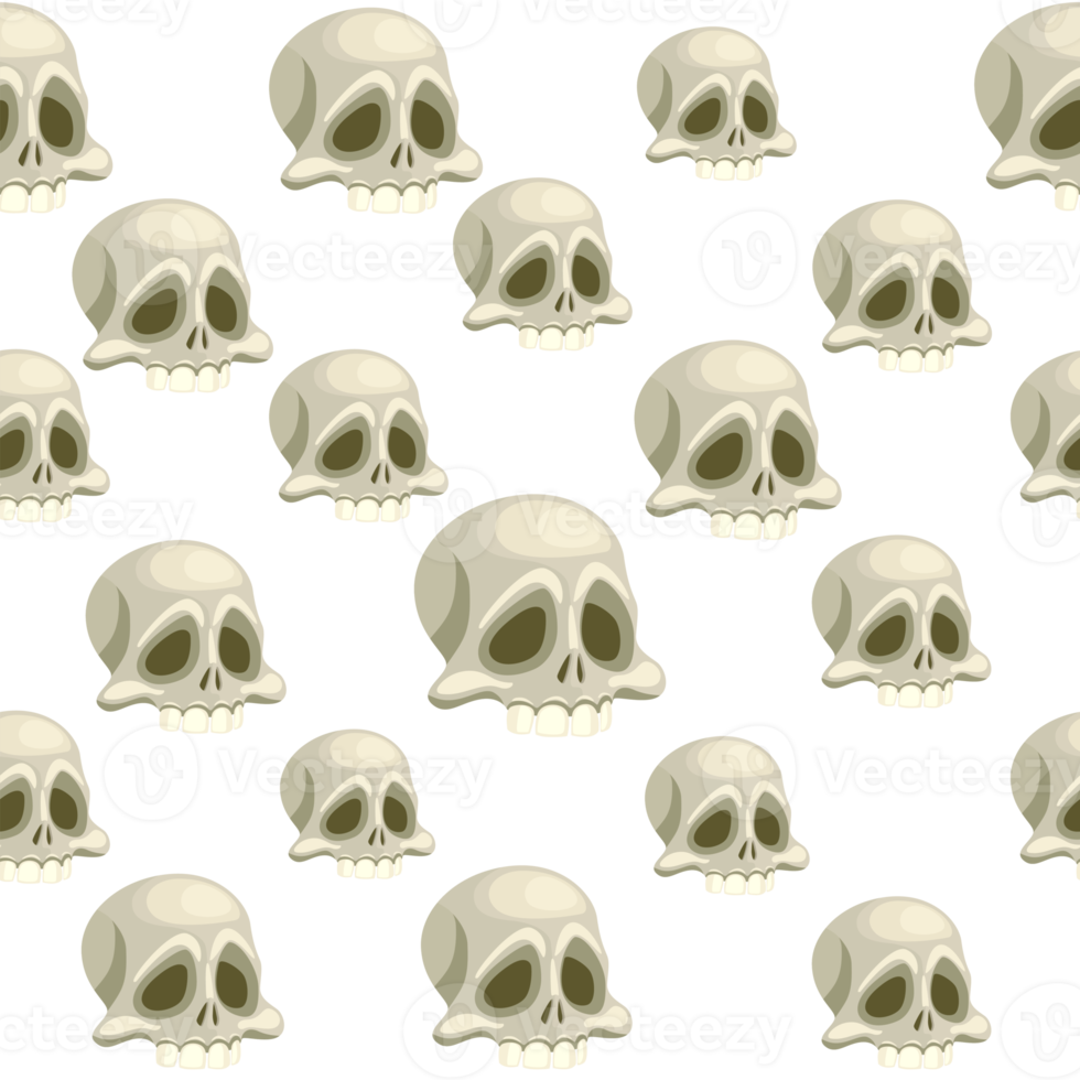 Seamless pattern with Human skull, head of skeleton. Symbol of death or dangerous. Element for halloween holiday png