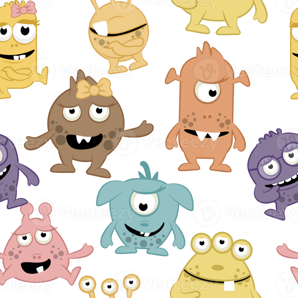 Free Seamless pattern of cute cartoon monsters. 20576786 PNG with