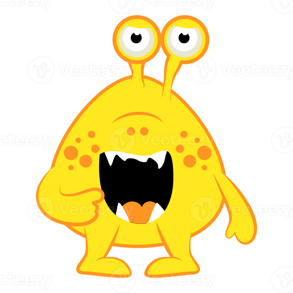 Cartoon yellow monster. Halloween illustration of monster. Baby sticker png