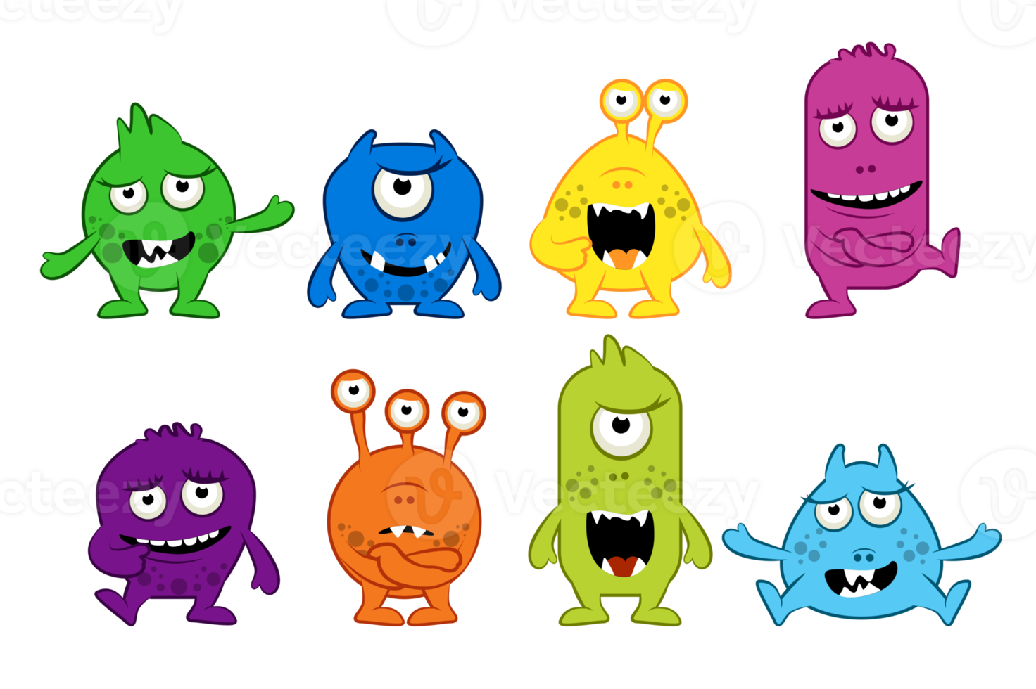 verzameling van schattig tekenfilm monsters png