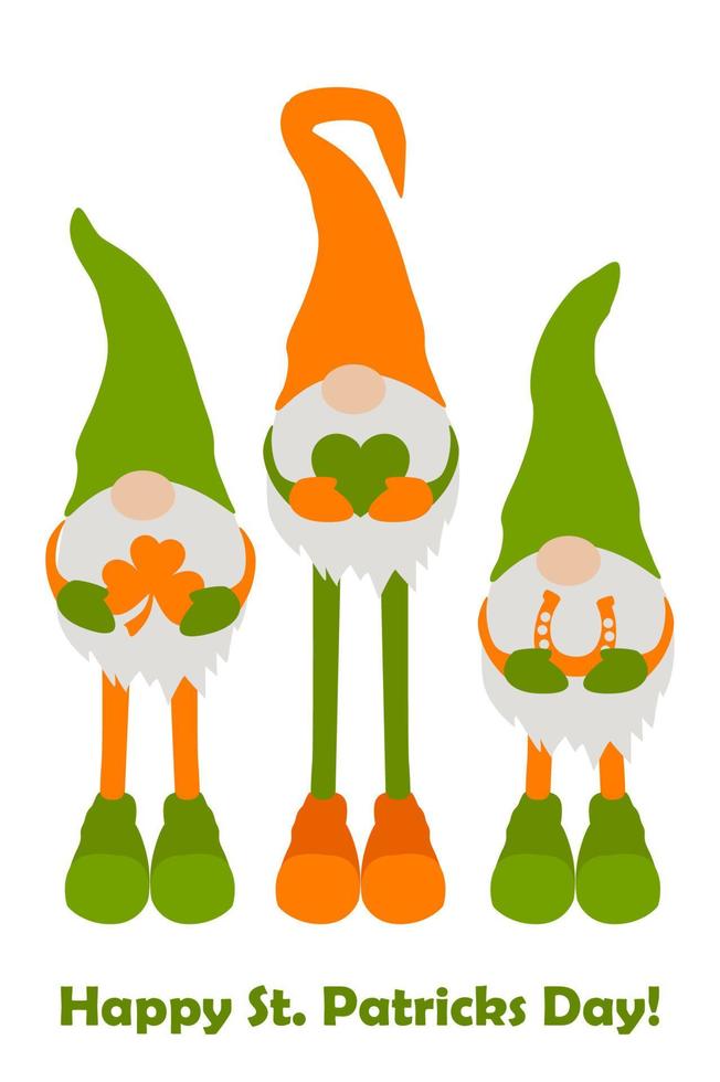 St Patricks Day Irish gnomes. Vector illustration