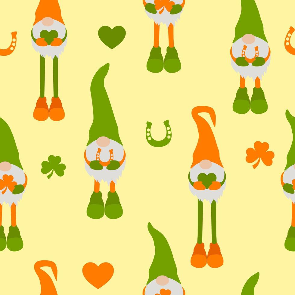 Seamless pattern with Patricks gnomes. St Patricks Gnome Fabric, Wallpaper and Home Decor vector