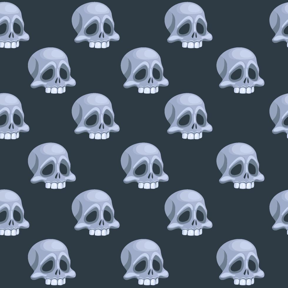 Seamless pattern with Human skull, head of skeleton. Symbol of death or dangerous. Design element for halloween holiday vector