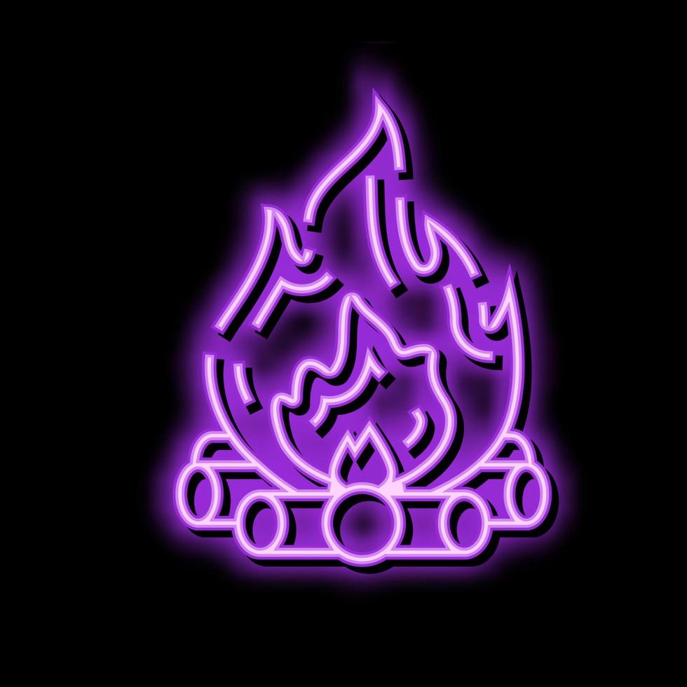 bonfire fire neon glow icon illustration vector