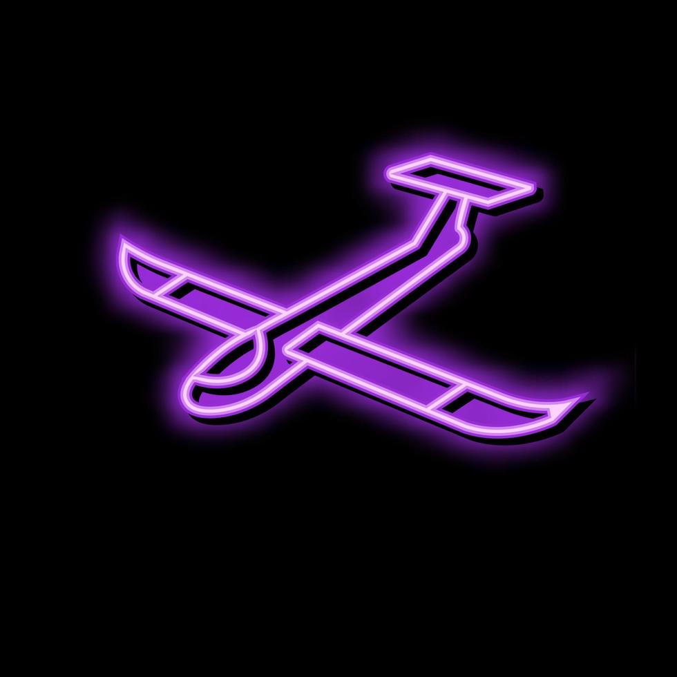 glider airplane aircraft neon glow icon illustration vector