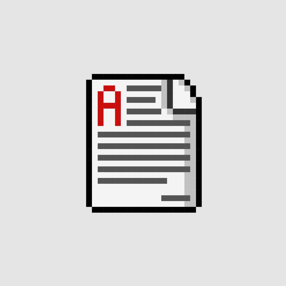 document paper in pixel art style vector