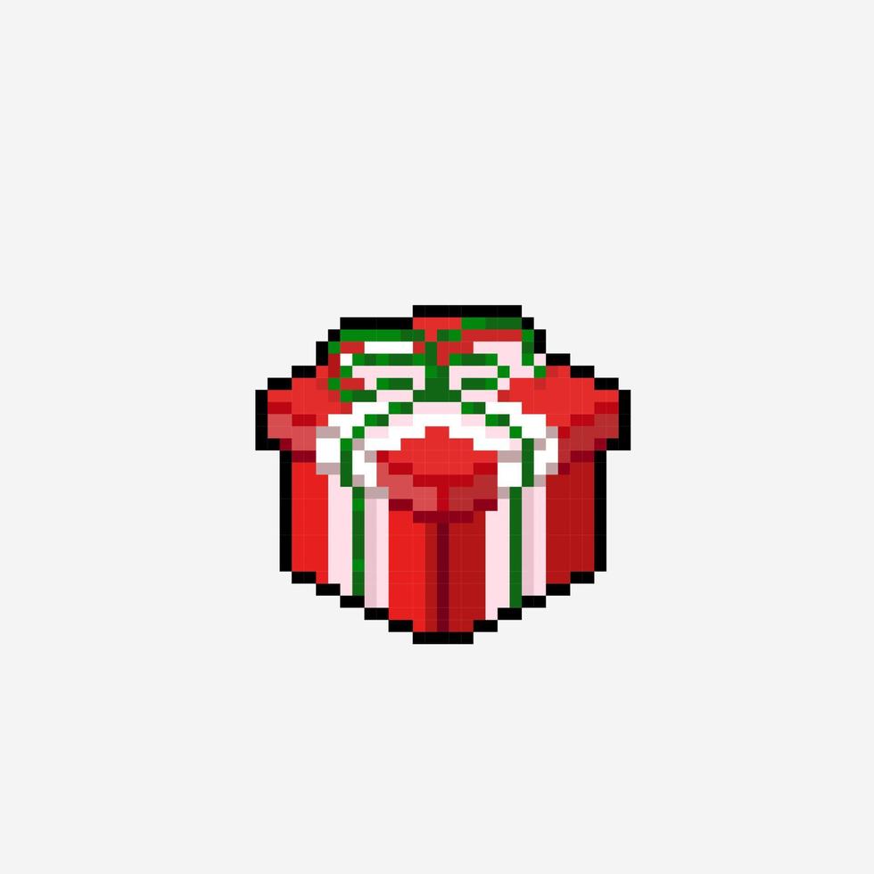 christmas gift box in pixel art style vector