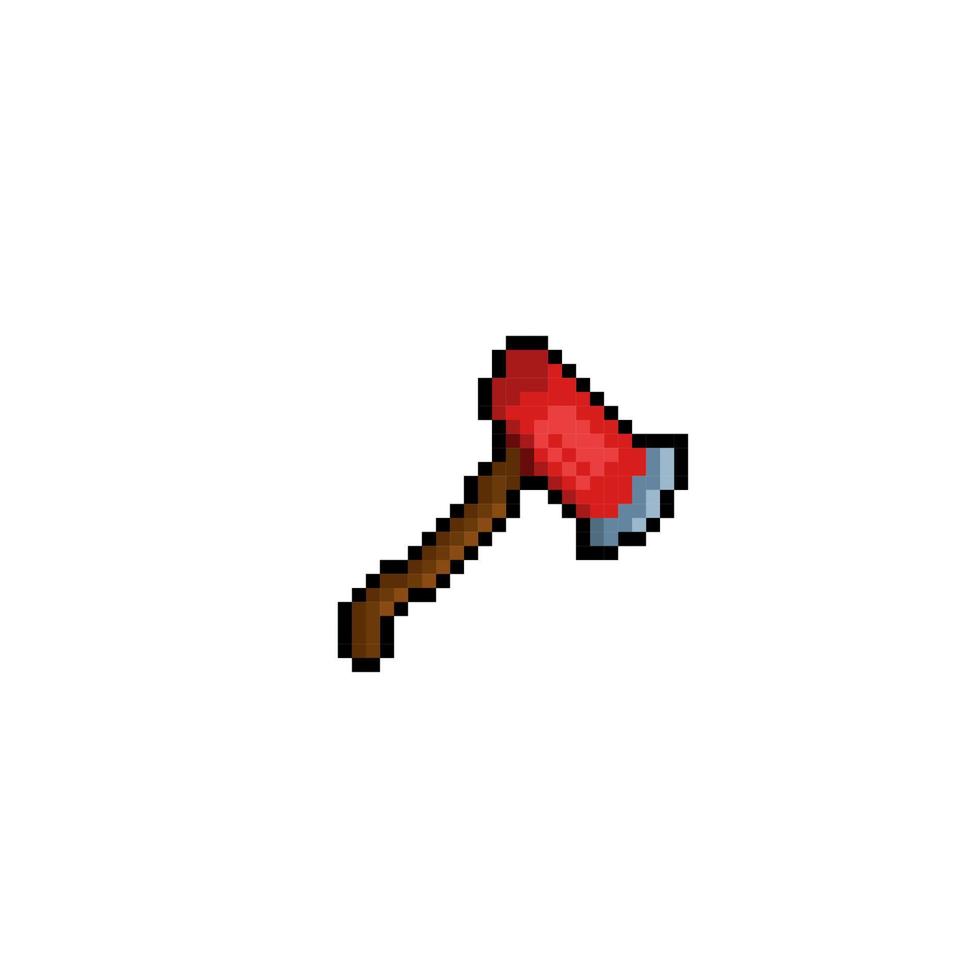 red axe in pixel art style vector