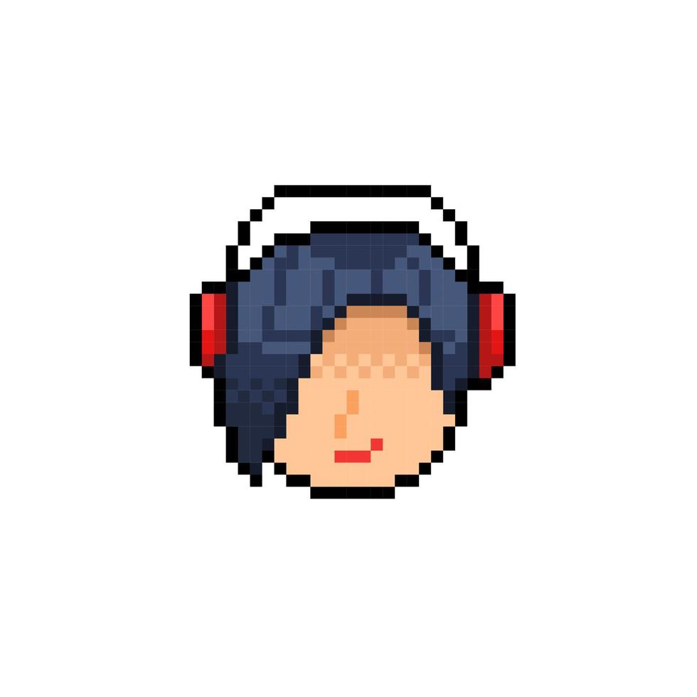 a man wearing headphone in pixel art style vector