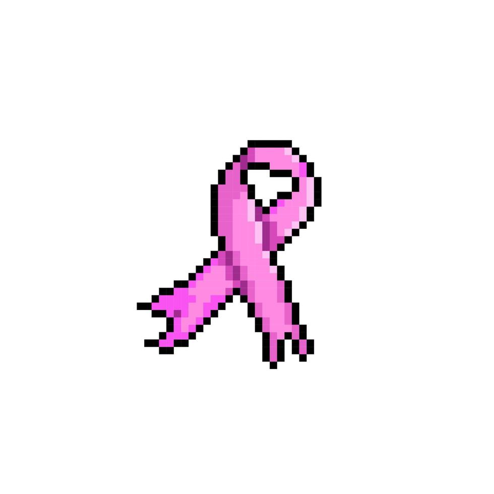 pink ribbon in pixel art style vector