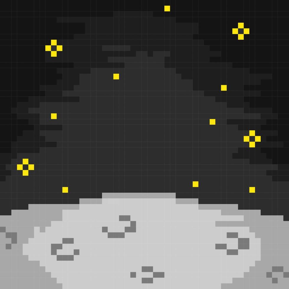 moon surface view in pixel art style vector