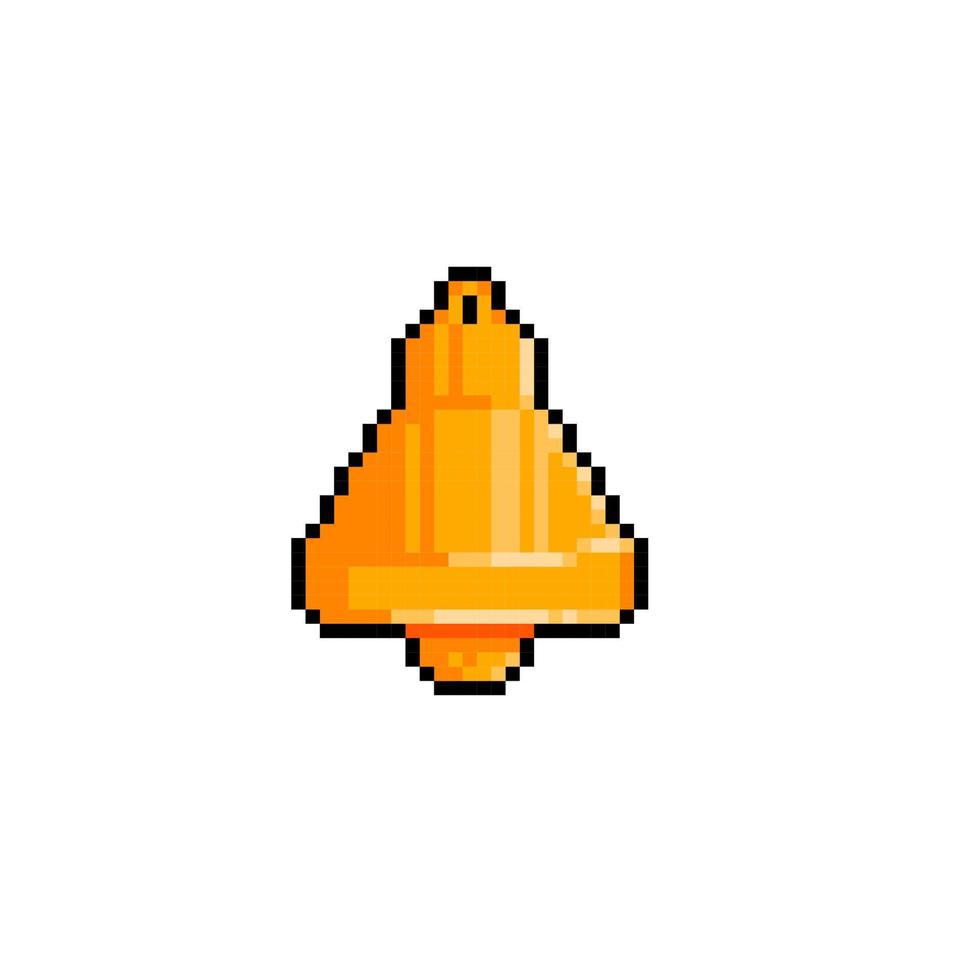 golden bell in pixel art style vector