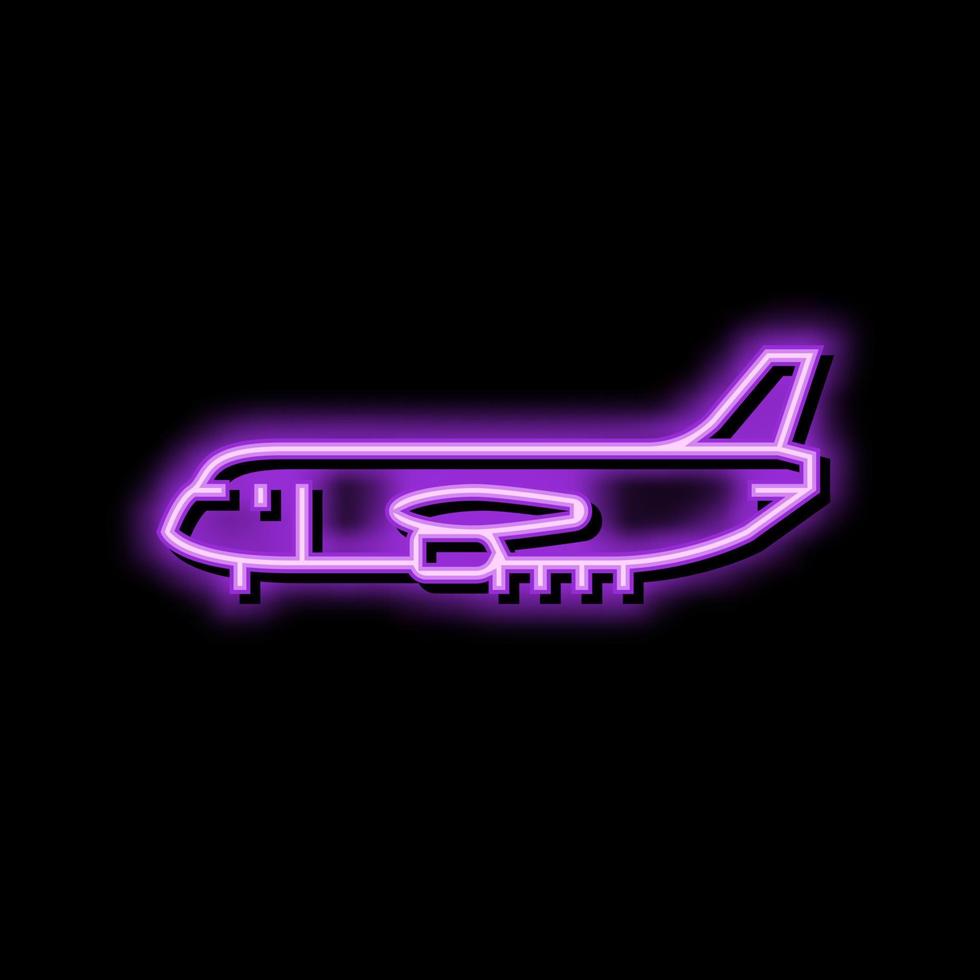 cargo plane airplane aircraft neon glow icon illustration vector