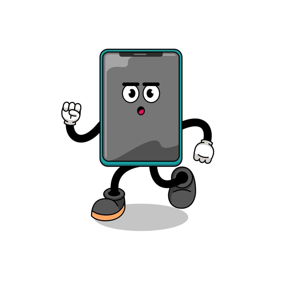 running smartphone mascot illustration vector