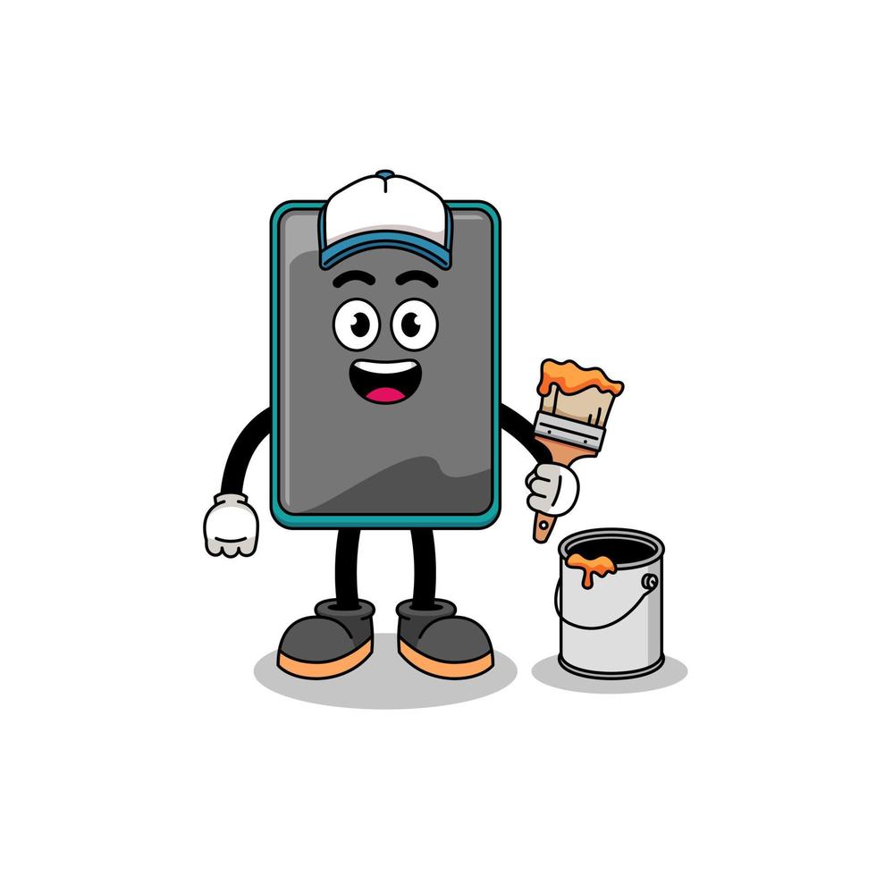 Character mascot of smartphone as a painter vector