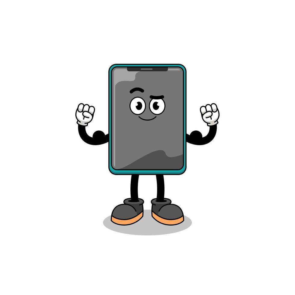 Mascot cartoon of smartphone posing with muscle vector