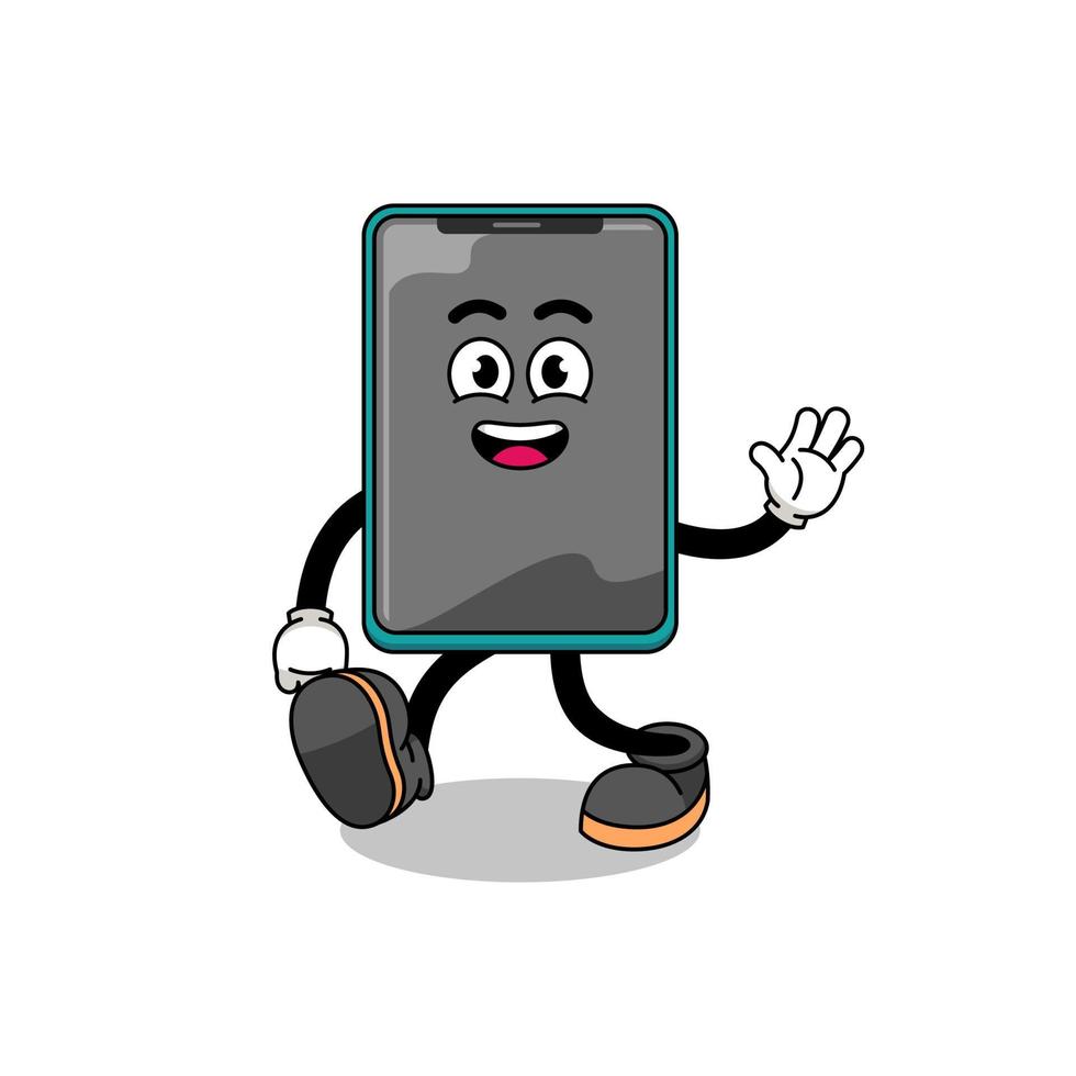 smartphone cartoon walking vector