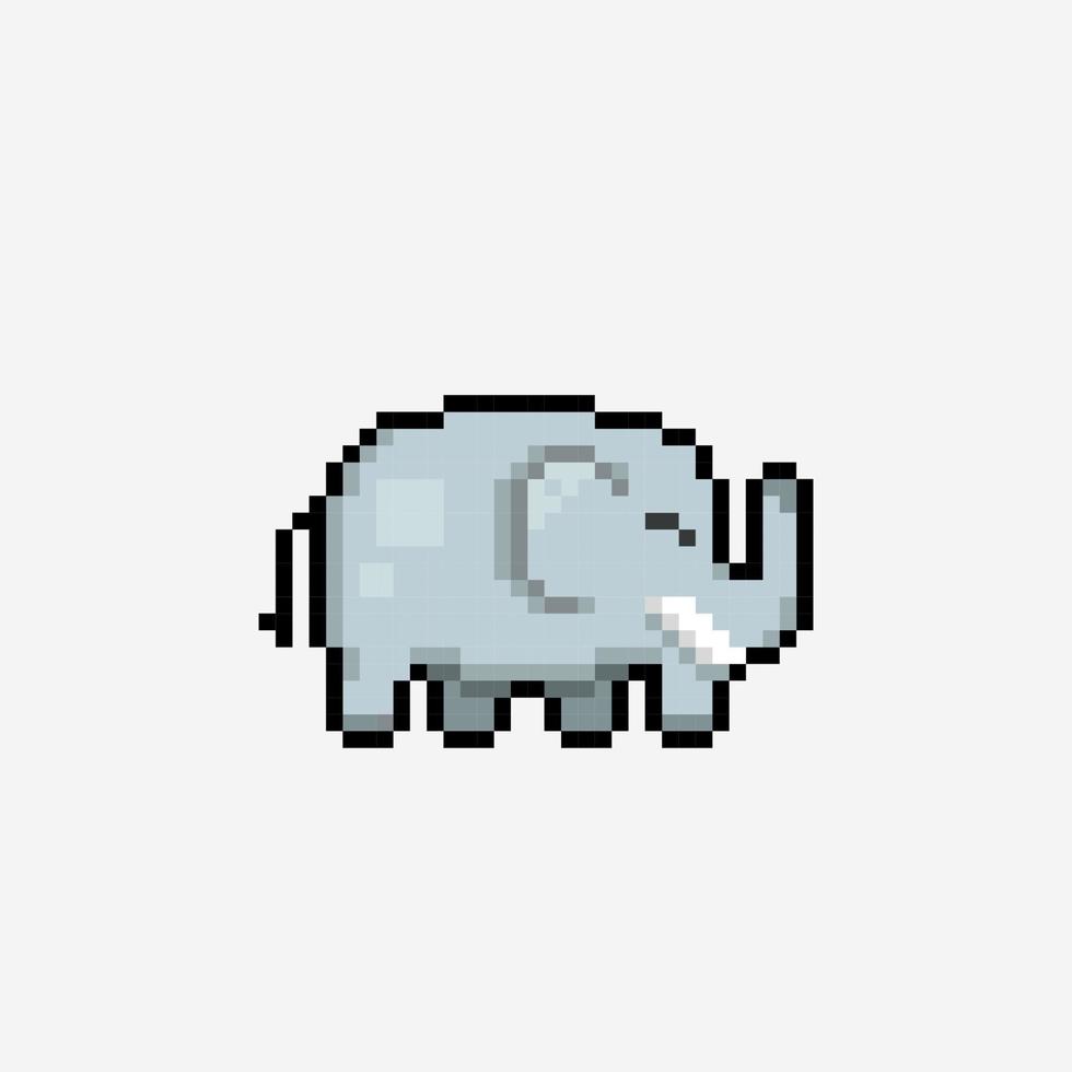 cute elephant in pixel art style vector