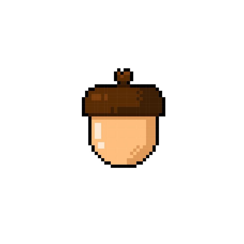 acorn nut in pixel art style vector