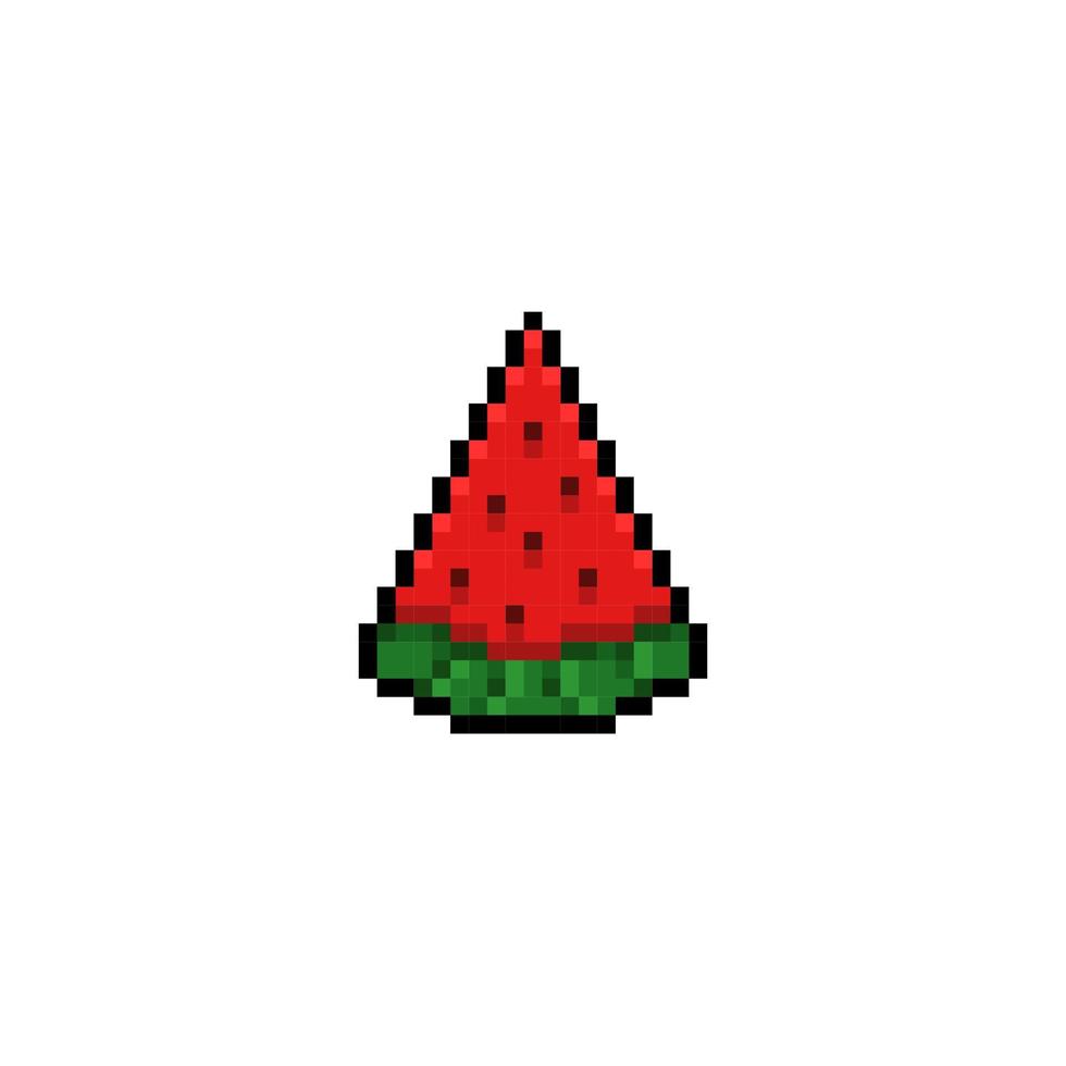 piece of watermelon in pixel art style vector