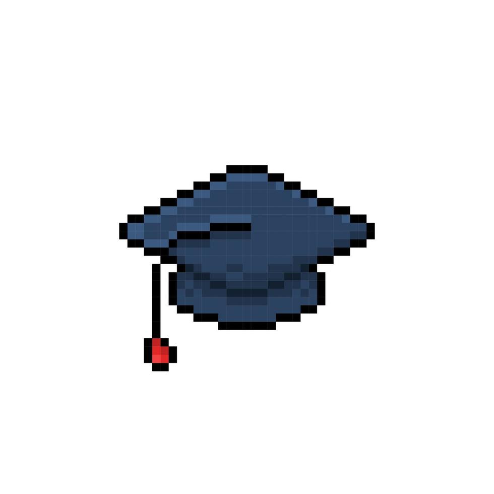 graduate cap in pixel art style vector