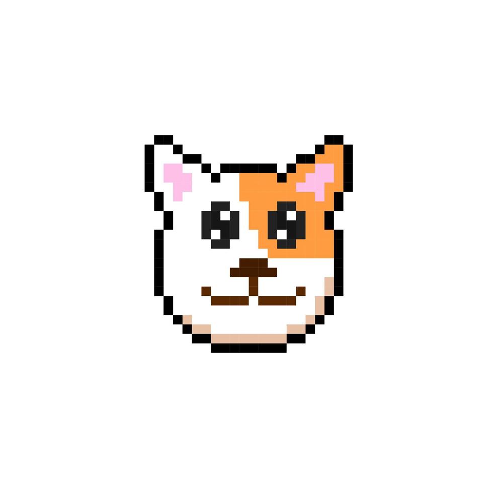 dog head in pixel art style vector