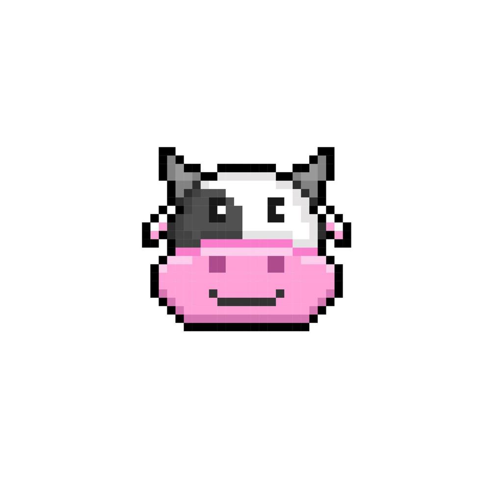 cow head in pixel art style vector