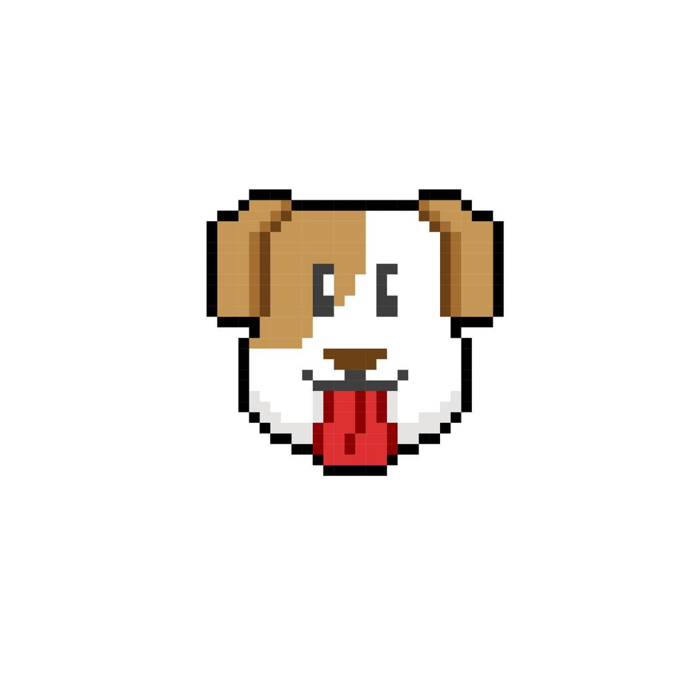 dog head in pixel art style vector