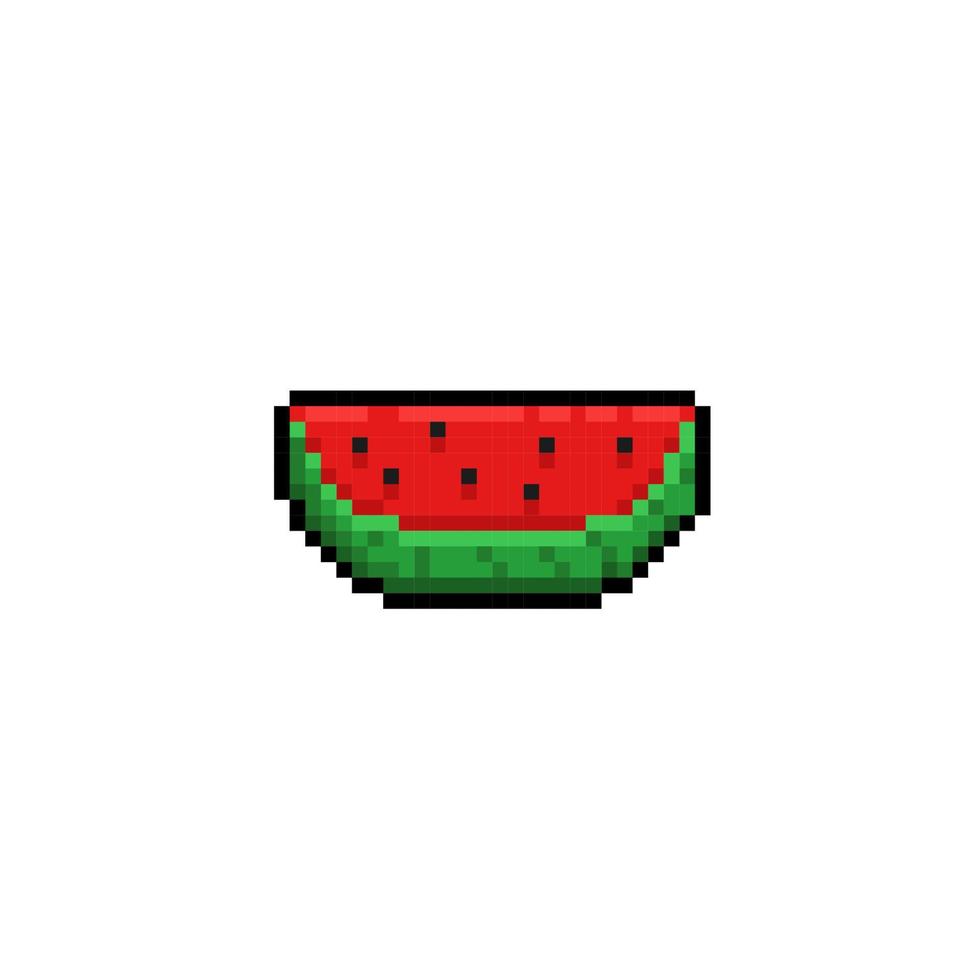 slice of watermelon in pixel art style vector