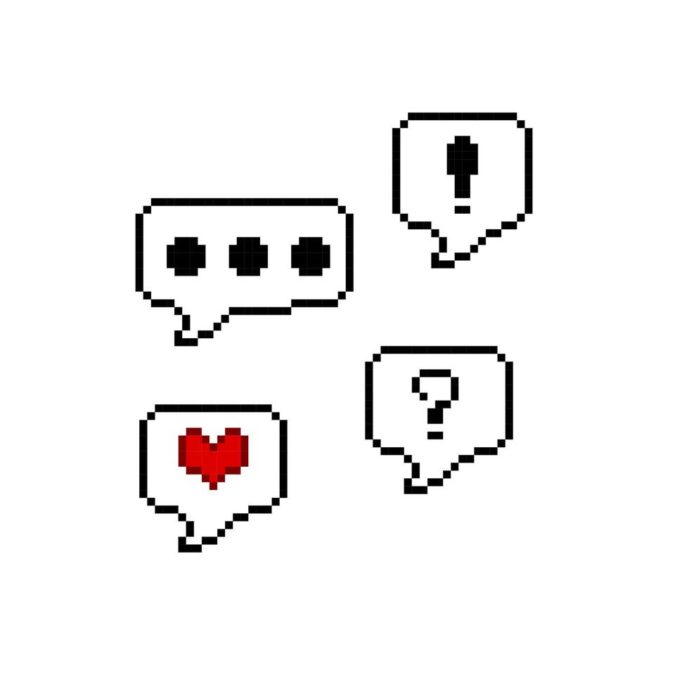 speech bubbles set in pixel art style vector