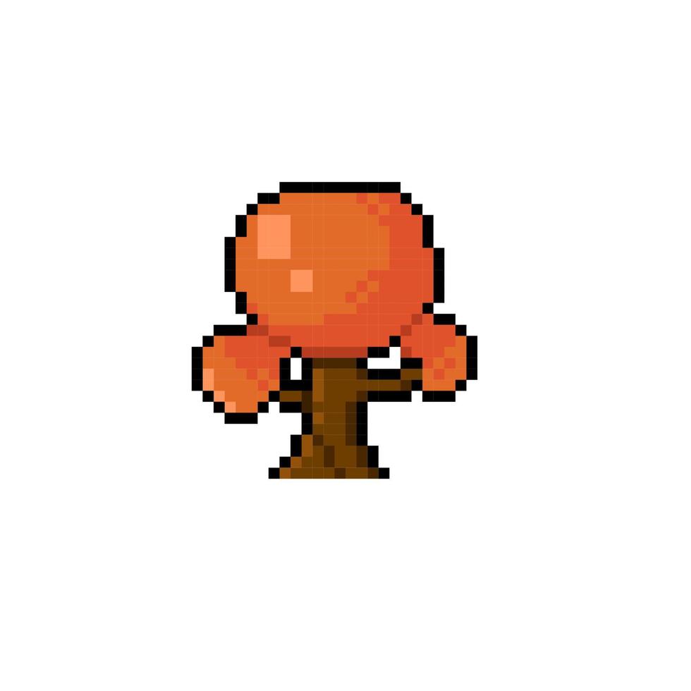 autumn tree in pixel art style vector