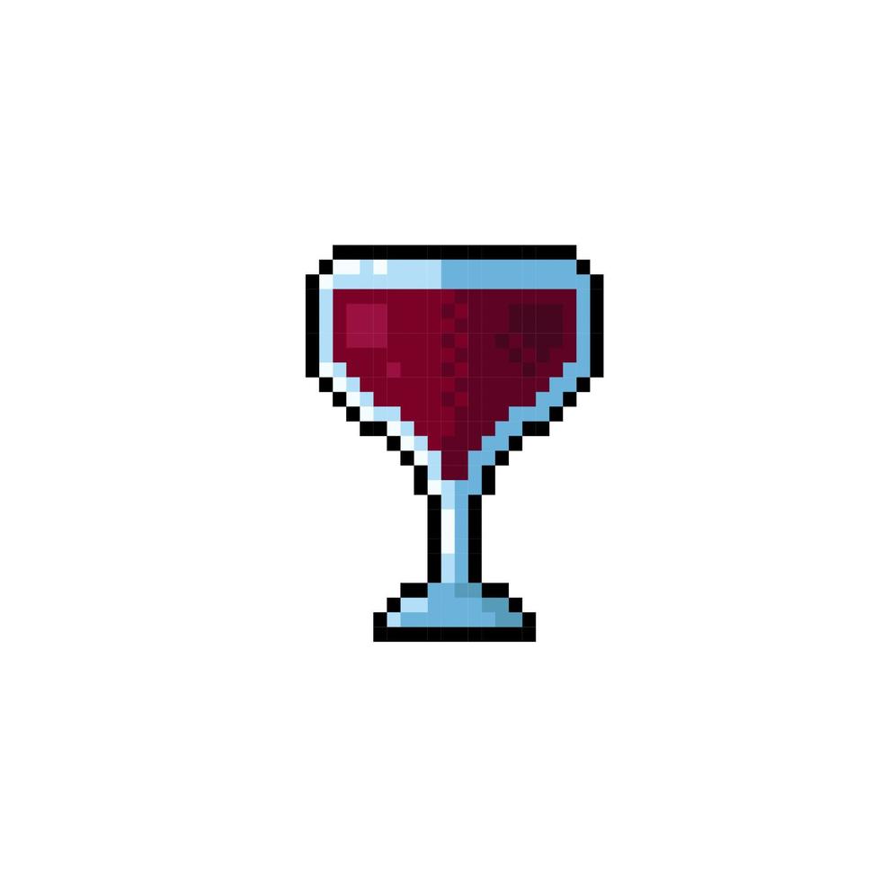 wine glass in pixel art style vector