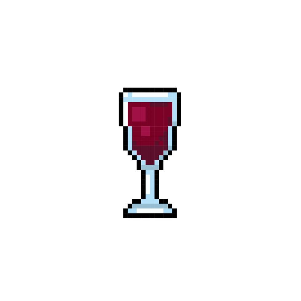 wine glass in pixel art style vector