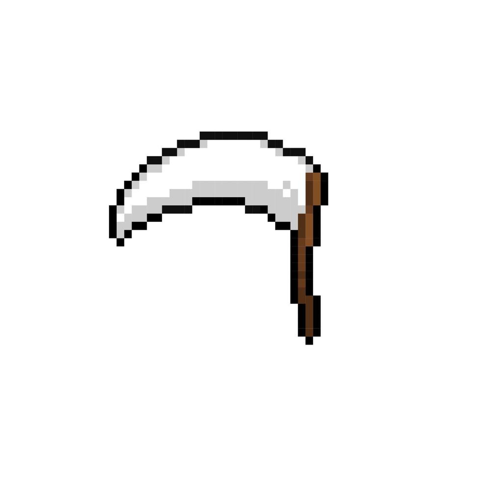 scythe in pixel art style vector