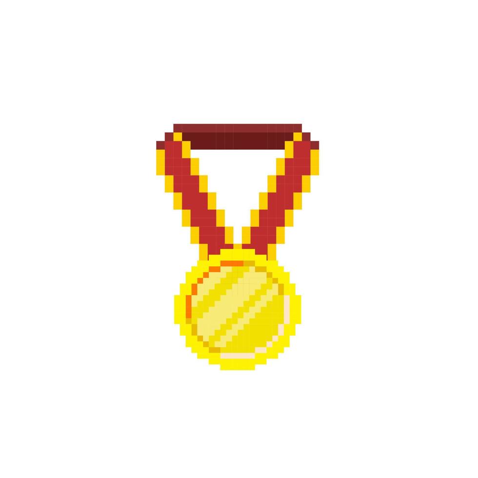 oro medalla en píxel Arte estilo vector