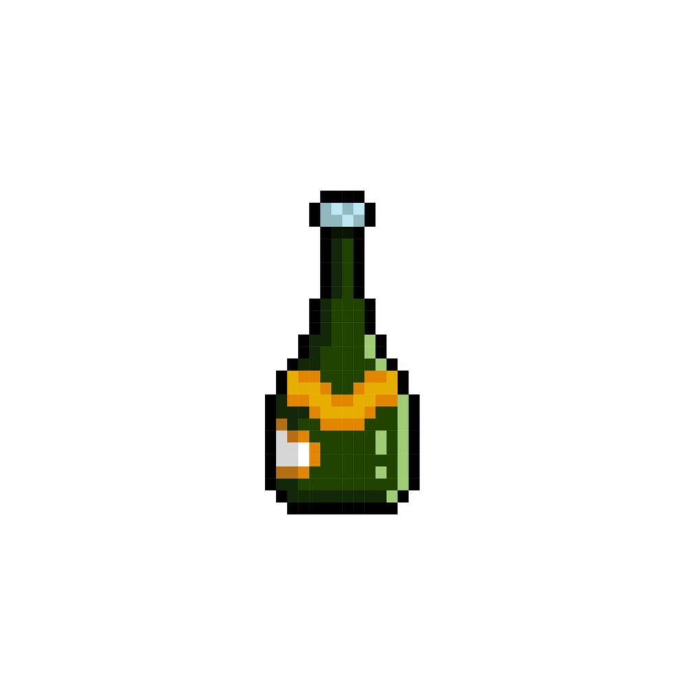 green glass bottle in pixel art style vector