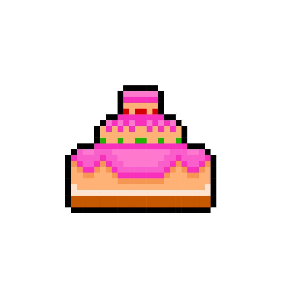 party cake in pixel art style vector