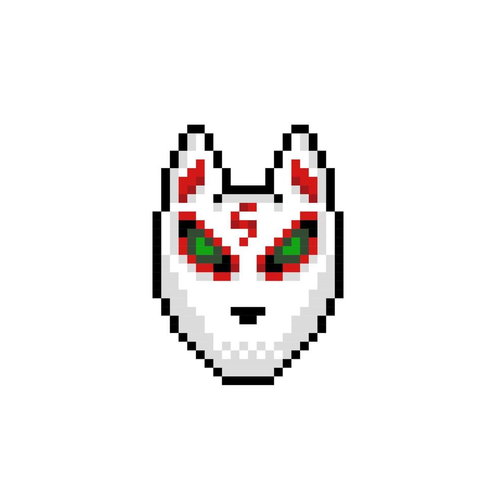 white fox mask in pixel art style vector