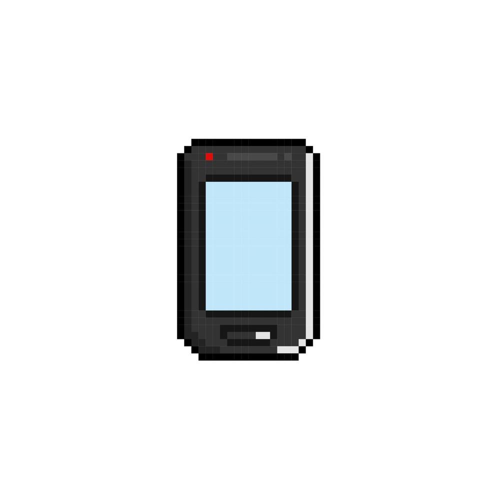 black mobile phone in pixel art style vector