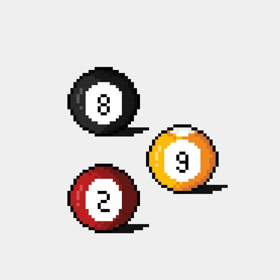 billiard ball with different number in pixel art style vector